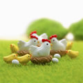 10 Pieces Hen Chicken Chick Egg Nest Small Statue Figurine Micro Crafts Ornament. 