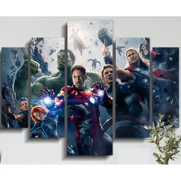 Five%20(5)Pieces%20Modern%20HD%20Printed%20Home%20Decor%20Wall%20Art%20Framed%20%20-%20%20Avengers%20-%20Image%203