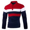Men's Long Sleeve Polo Shirts Casual Shirt Slim Fit Patchwork Collared Shirt Lapel Business Fitness T-shirt. 