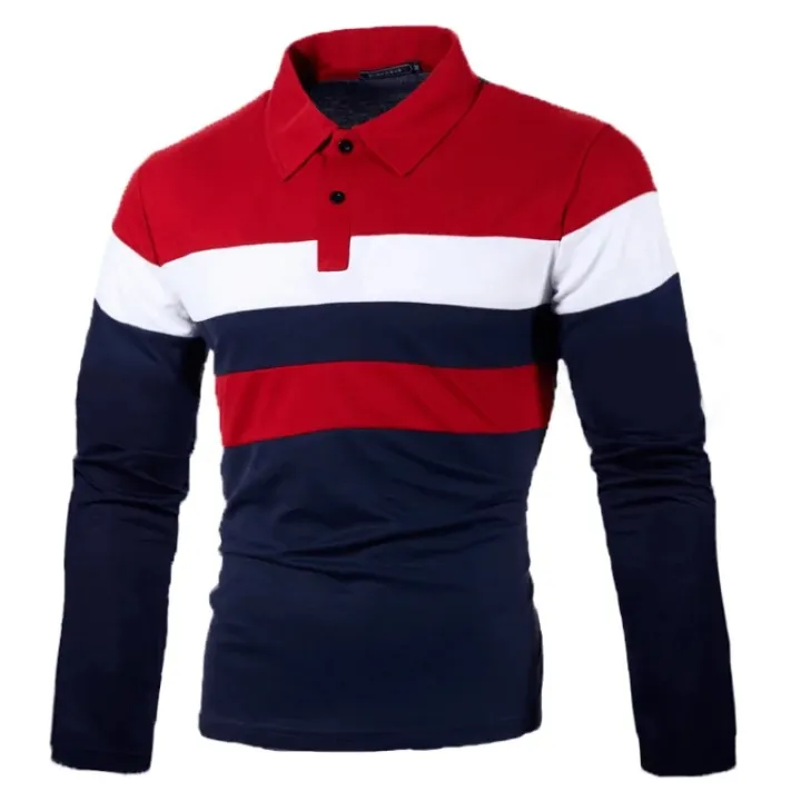 Men's%20Long%20Sleeve%20Polo%20Shirts%20Casual%20Shirt%20Slim%20Fit%20Patchwork%20Collared%20Shirt%20Lapel%20Business%20Fitness%20T-shirt%20-%20Image%207