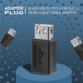 Black USB 2.0 Type A Female to Micro-USB B Female Adapter Plug Converter. 