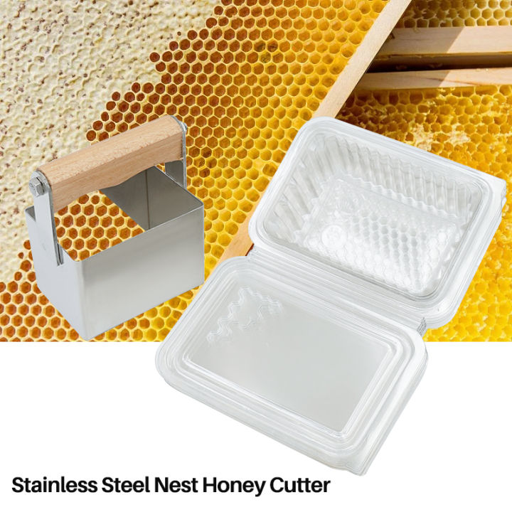Beekeeping%20Bee%20Honey%20Cutter%20Stainless%20Steel%20Bee%20Comb%20Honey%20Cutting%20with%20Wooden%20Handle%20Tool%20and%2010Pcs%20Honeycomb%20Square%20Box%20-%20Image%202