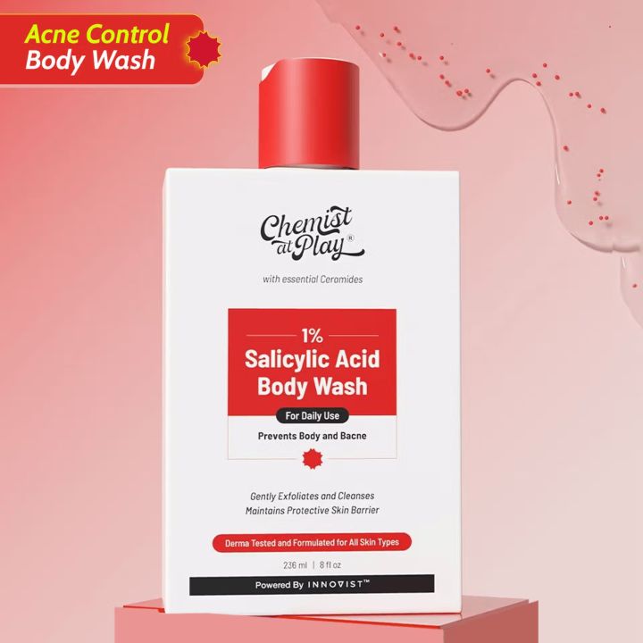 Chemist at Play 1% Salicylic Acid Body Wash (236ml) 🧼 | Anti-Acne & Bacne Hero 🛡️ | With Essential Ceramides for Smooth Skin ✨ | Deep Cleansing & Gentle Exfoliation 🚿 | Derma Tested & pH Balanced ✅