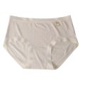 [Glamorous] Cream Thread Cartoon Printed Bear Mid Waist Girl Underwear Women's Comfortable Soft High Elastic Simple Women's Briefs. 