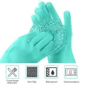 Magic Silicone Dishwashing Gloves with Soft Scrubber Reusable Heat Resistant Cleaning Gloves for Kitchen Car Bathroom and Pet Hair Removal. 