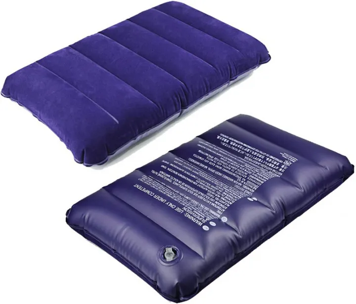 Pillow Squared Flocked Fabric Air Pillow for Beach,Camping,Hiking,Traveling,Napping,Desk Rest,Office,Neck Lumbar Support(Purple)