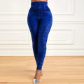 Women New Print Leggings Elastic Waist Faux Denim Stretch Slim Fit Ankle-Length Pants Vintage Streetwear Skinny Trousers Female. 