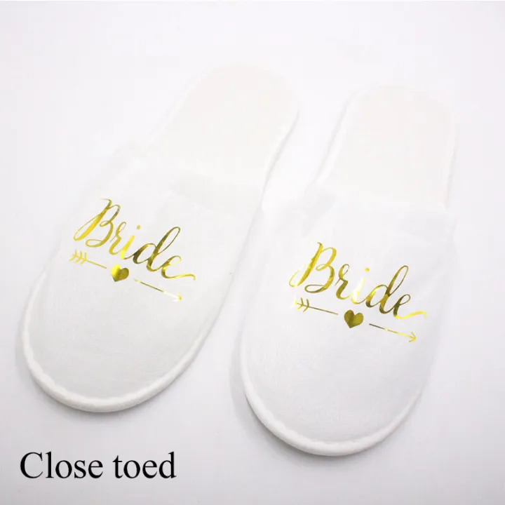 【WEJA】1Pair Bride Wedding Decoration Bridesmaid Party Slippers Ladies Party Supplies Disposable Items For Hotel Rooms