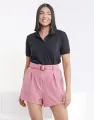 Spring & Summer Shirred Waist Shorts With Belt. 