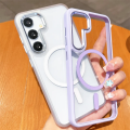 HD Clear Solid Armor Magnetic For Magsafe Candy Frame Case For Samsung Galaxy S24 S24Plus S24Ultra Plus Ultra Shockproof Cover. 