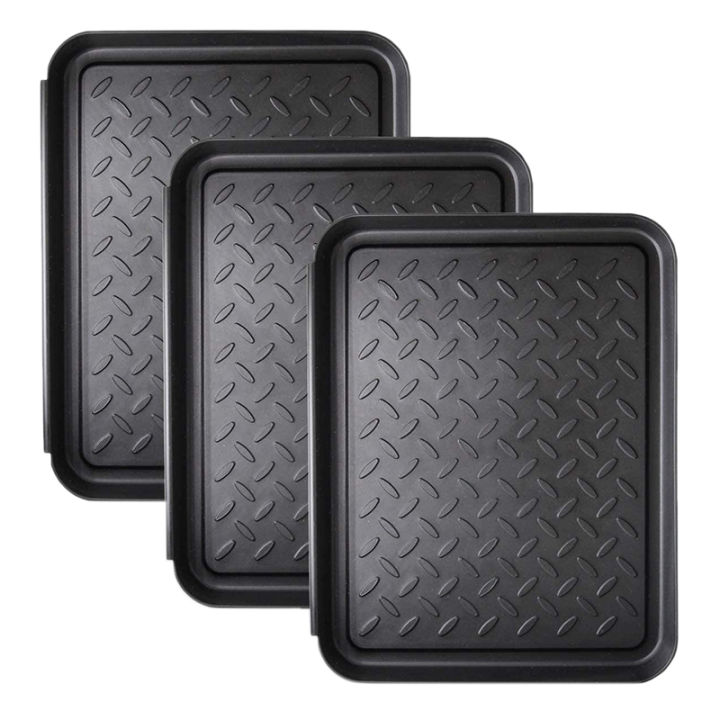 (VDZI) 3PCS Boot Tray Heavy Duty Shoe Mat Trays,Storage Tray,Dog Bowl or Cat Bowl Mats Trap Mud to Protect Floor 13.7X10.8 Inch