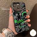 Trendy Brand Cool Comic Boy Soft Case Compatible for IPhone 17 16 11 7Plus 13 14 11 15 12 Pro Max 7 8 14 Plus XR X XS Max SE 2020 Luxury Plating Metal Lens Graffiti English Label Cover. 