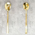 【BestGO】21cm Gold Korean-style Stainless Steel Dinner Spoons Korean-Style Soup Spoon Dinnerware Flatware Sets 5pcs. 