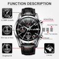 Original POSHI Luxury Brand Men's Watches Fashion Chronograph Auto Calendar Waterproof Quartz Watches For Men Casual Leather Strap Sports Luminous Clock Jam Tangan Lelaki. 