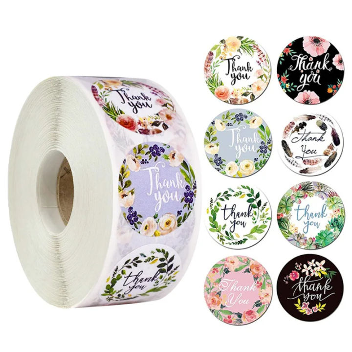 100pcs Thank You Round Sticker Scrapbook Envelope Seal Sticker Gift Flower Decoration Stationery Label Sticker