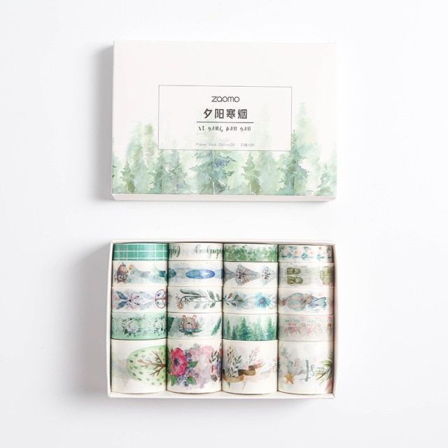 Washi Floral Masking Sticker Fish Label Whale Album Tape Kawaii Craft For Scrapbooking Diary Paper 20 Rolls Plant Set Art(C)