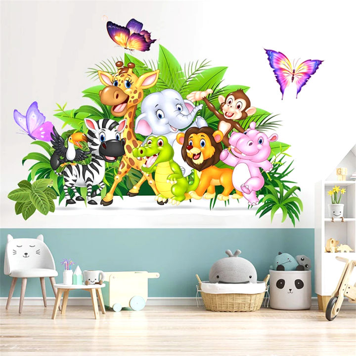 Group of Animal Cartoon Wall Stickers For Kids Room Home Decoration ...