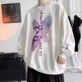 Autumn and Winter Fleece-Lined Crew Neck Sweater Men's Pullover Hong Kong Style Handsome ins Men's and Women's plus Size Thin Long-Sleeved Clothes. 