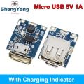 1/5/10 pcs Micro USB 5V 1A 2A Boost Converter Step-Up Power Module Mobile Power Bank Accessories With Protection LED Indicator. 
