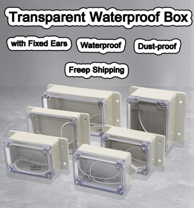 Plastic Pc Clear Transparent Box Fixed Ear Waterproof Enclosure Electronic Circuit Project Box Instrument Wall Junction Housing