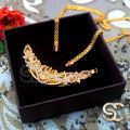 Gold Plated Traditional Sawadi Pendant Necklace with 04MM Bismark Long Chain for Bridal Wear. 