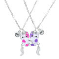 2PCS/Set Cartoon Pendant Couple Necklaces Chain Best Friends Necklace BFF Friendship Children's Jewelry Gift for Girls. 