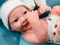 Small Soft Silicone Realistic Smiley Reborn Lifelike Newborn Baby Doll with Moveable Head Arms And Legs Real Looking Newborn Baby Doll Toys for Kids. 