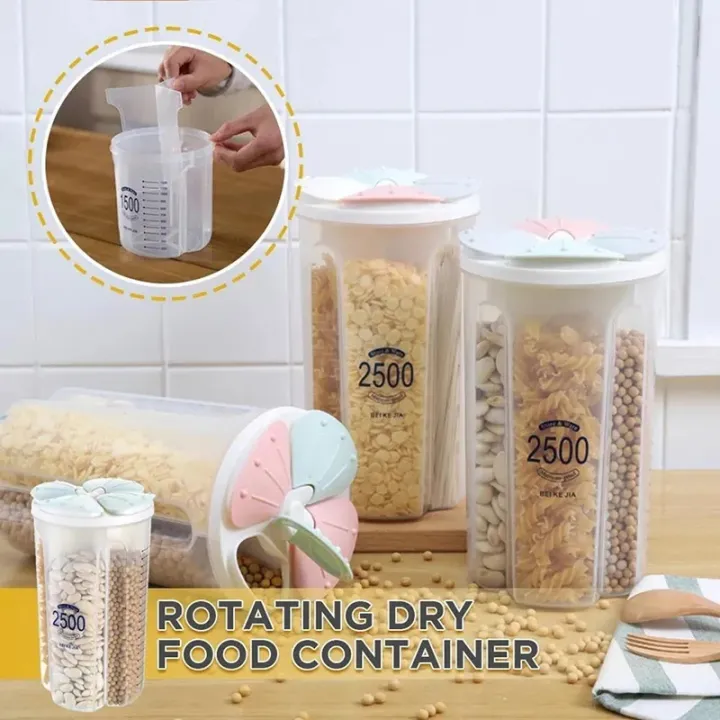 1pc%204Grids%20Plastic%20Kitchen%20Cereal%20Dispenser%20Storage%20Box%20Rotating%20Dry%20Food%20Rice%20Container%20Storage%20Case%20Flour%20Grain%20Storage%20Bottle%20Jar%20-%20Image%207