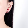 【ZOSR】S925 Stamp  Woman Fashion Jewelry High Quality Simple Cubic Zirconia Red Round Crown Earrings. 