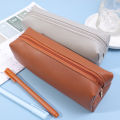 Artificial Leather PU Pen Bag Organizer School Office Supplies Pencilcase Students Stationery Simple Large Capacity Pencil Bag Fashion Dustproof Storage Box 1Pcs. 