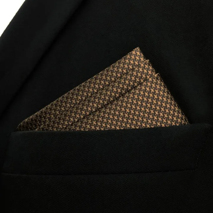 U27%20Brown%20Houndstooth%20Necktie%20Set%20Handmade%20Wedding%20Fashion%20Extra%20Long%20Size%20Classic%20Ties%20for%20Mens%20Hanky%20-%20Image%204