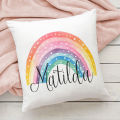 Personalised Rainbow Pillow Case Custom Cushion Cover Children Name Customize Pillowcase Home Housewarming Birthday Gifts. 