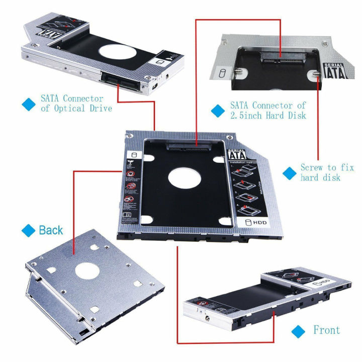 Aluminum%202nd%20HDD%20Caddy%209.5mm%20SATA%203.0%20DVD%20Adapter%20Hard%20Drive%20SSD%20Enclosure%20CD-ROM%20Case%20-%20Image%204
