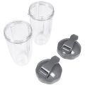 32Oz Replacement Cups with Flip Top to Go Lid for NutriBullet 600W and Pro 900W Blender (2 Pack). 