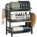 3 Layer Dish Rack 304 Stainless Steel Kitchen Storage Organizer with Modern Design. 