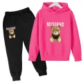Children's Hoodie Cute Bear Print Sweatshirt Top+trousers 2P Boys Girls Boys Pullover Outdoor Sports Charming Fashion Casual Set. 