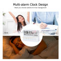 iFlashDeal Clock Alarm Clock Digital LCD Alarm Clock Big Screen LED Digital Alarm Clock Backlight Electric Alarm Clock Temperature Humidity Calendar Display Clock Smart Backlight Alarm Clock Table Clock Weekday Weekend Mode Snooze Alarm Clock 12/24Hr Cloc. 