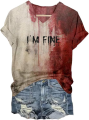 I'M Fine Bloody Shirt Problem Solved T Shirt Women Funny Halloween Blood Clothes. 