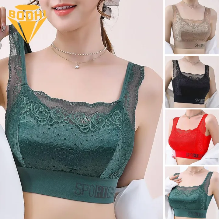 Confidence Boosting Bra Floral Lace Plus Size Wireless Push Up Bra Soft Breathable Sports Brassiere for Women