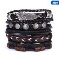 sevenq8 6pcs/set Multilayer Leather Leaf Owl Bracelet Men Women Wristband Bangle Cuff. 