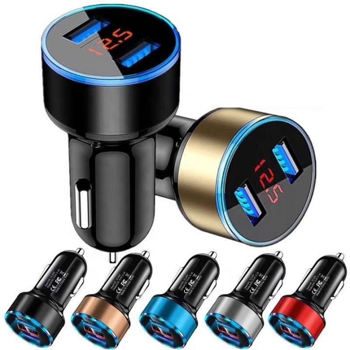 Car Charger Quick Charge Dual USB Port LED Display Cigarette