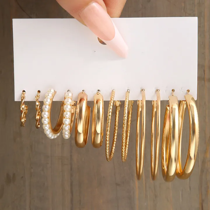 Elegance%20Geometric%20Form%20Everything%20Goes%20Together%20Pearl%20Design%20Earrings%20Set%20Fashion%20Simplicity%20Personality%20Earings%20for%20Girls%20-%20Image%205