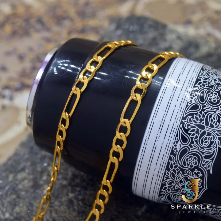 Gold%20Plated%20stylish%20Lara%20Chain%2022k%20Men%20&%20women%20gold%20Chain%20Necklace%20Figaro%20Link%20necklace%2024%20Inch%20-%20Image%204