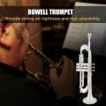 ROWELL Bb Trumpet Professional Trumpet for Student, Brass Instruments Standard Trumpet Set, with Professional Trumpet Box, Cleaning Kit,Original 7C trumpet Mouthpiece, Cloth and Gloves (Silver). 