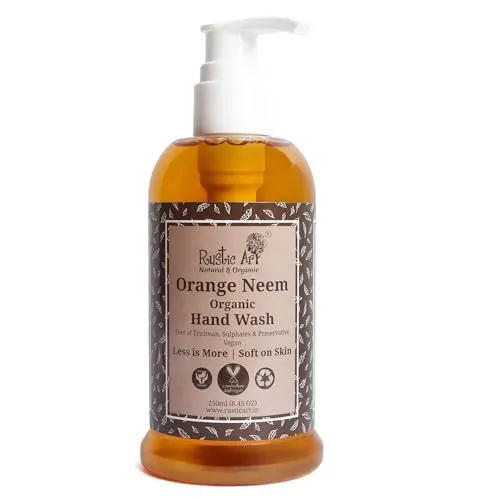 Rustic Art Orange Neem Organic Hand Wash | Natural, Vegan | Non-Drying, Hydrating | 250ml (FROM INDIA SAB)
