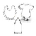 Diy Baby Shower Bottle Bib Shape Biscuit Cookie Chocolate Cutter Fondant Feeding Bottle Cake Mold Pastry Kitchen Tools. 