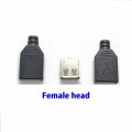 Type A Male Female USB 4 Pin Plug Socket Connector With Black Plastic Cover Type-A DIY Kits. 