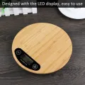 Round Bamboo Wooden Digital LCD Electronic Kitchen Cooking Food Weighing Scales. 