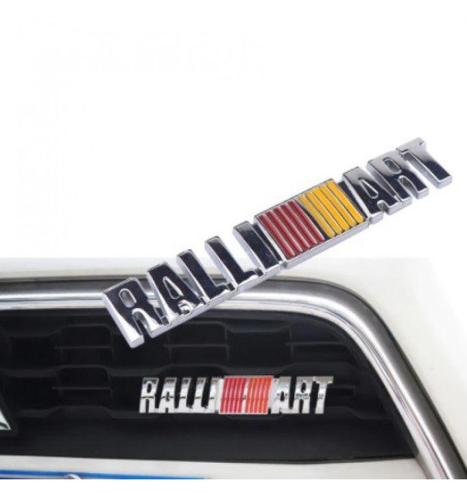 Ralliart Chrome Aluminium Emblem Badge – 125mm X 23mm, Adhesive Mount For Lancer EVO Colt Magna GTO