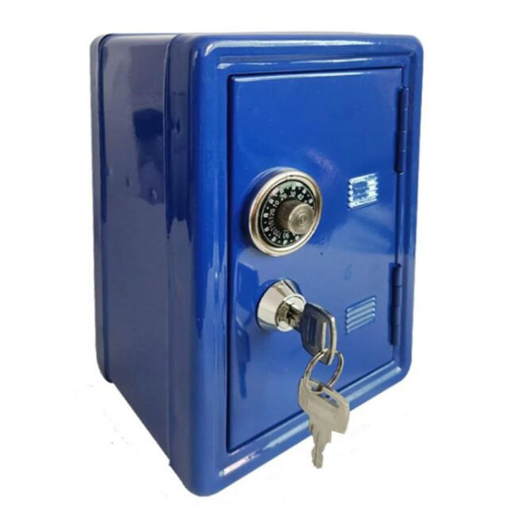 Iron Decorative Box Piggy Bank Metal Money Storage Box for Boys,Blue